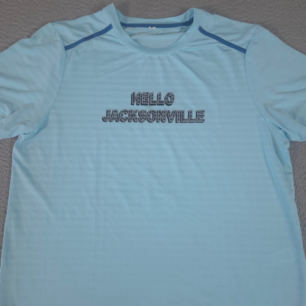 Rhone Shirt Mens Large Blue Swift Short Sleeve Mesh Hello Jacksonville Graphic